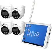 [Kvenland] 4X Wireless Security Camera System Set Round WiFi 1080P Home CCTV with NVR Monitor Indoor Night Vision Surveillance Recorder System