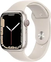 Apple Watch Series 7 (GPS, 45mm) Starlight Aluminum Case with Starlight Sport Band (Renewed)