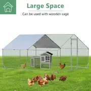 Costway Large Chicken Coop 4x3x1.95m Walk-in Cage Run Rabbit Hutch Outdoor Bunny Hen House Ferret Pet Enclosure Galvanized Steel