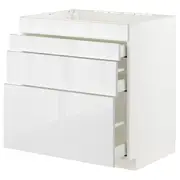 METOD / MAXIMERA base cab f hob/4 fronts/3 drawers, white/Ringhult white, 80x60x80 cm