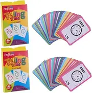 UPKOCH 2Pcs Telling Educational Flash Cards Learning Clock Game for Interactive Teaching Tool for Ages Bright Colors for Visual Perception and Coordination