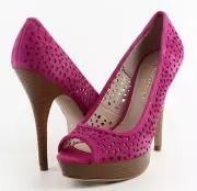 $110 ENZO ANGIOLINI SULLY Dark Pink Designer Perforated Open Toe Pumps 6