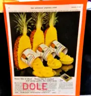 1928 Dole Pineapple Hawaiian ADVERTISEMENT Exc. Cond. 12in. x 18in. Full Color