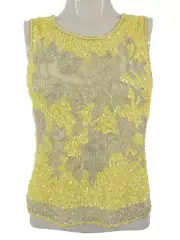 Beaded Top Blouse Evening Yellow Shiny Sequined Formal Miss Selfridge UK 14 BNWT