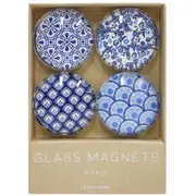 4pc LVD Rhapsody Large Glass 13.5cm Fridge Magnet/Magnetic Decorative Round Set