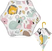 [ODAWA] Kid Umbrella Hedgehogs Animals Kids Umbrella Easy Open and Close Windproof Umbrellas with Easy-Grip Hook Handle