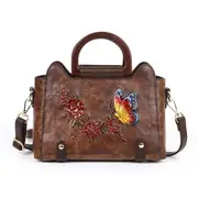 Retro Women Messenger Cross Body Bag Embossed Floral Tote Bags High Quality Female Handbag Genuine Pu Leather Shoulder Bags