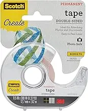 Scotch Create Double-Sided Permanent Tape, 1 Dispenser, 112.7 mm x 7.62 m, Clear, Strong Double Sided Tape for Crafts (002-CFT)