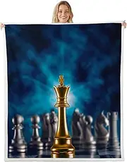 Board Game Plush Blanket Chess Fleece Throw Blanket International Chess Sherpa Blanket for Boys Girls Child Teens Fashion Chessboard Cool Puzzle Game Fuzzy Blanket for Sofa Bed Couch, Throw 50x60 Inch