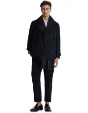 [Oxford] Henry Wool Pea Coat in Black