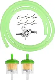 X AUTOHAUX 1 Set Motorcycle Fuel Line Clamps with 2 Fuel Filters Inline Shut Off Valve Petcock for CRF50 70 90 150CC ATV Moped Scooter Dirt Bike Green