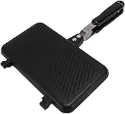 Bread Maker Pan, Gigicial Nonstick Stovetop Panini Maker Pan with Handle Portable Stovetop Camping Toaster Flip Pan for Camping Home Kitchen Family Breakfast Baking (Style 2)