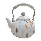 Enamel Tea Kettle 3L Comfortable Grip Leaf Enamel Pot for Home Tea Coffee