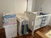 Baby Coy incl. mattress, Change Table & Bed Side (storage) Table & Accessories