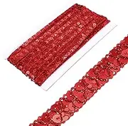 uxcell 1.5cm x 6m Sequins Trim Flat Sequin Paillette Ribbon Strip Braid for Crafts, Embellishments, DIY Sewing Costume Red