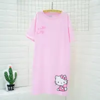 在飛比找蝦皮購物優惠-夏季純棉可愛卡通hello Kitty凱蒂貓字母短袖睡裙睡衣