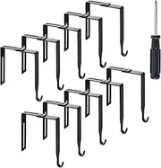 10 Pcs Adjustable Cubicle Wall Hooks Black Metal Cubicle Hangers Cubicle Accessories with Cross Screwdriver Universal Partition Hanger for 1.35 to 3.5 in Inch Thick Wall Panels (Black)