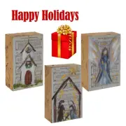 Hobby Lobby 3pc SET Nativity Music Sheet Wood Wall Art Decor TRIO - NWT