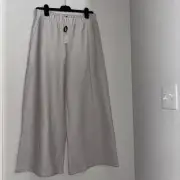 Felted Wool Jersey Wide-Leg Long Pant in Regenerative Wool