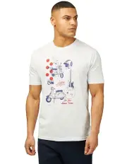 [Ben Sherman] Sketched Modzine T-shirt in White