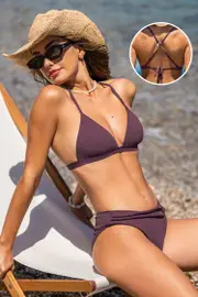 Cupshe Plum Spritz Purple Bikini Set - Plum,M / M