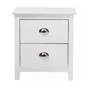Costway 2 Drawers Bedside Table White