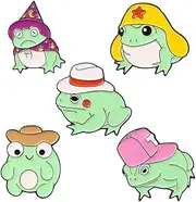 [TAdibu] Cartoon Cute Frog Enamel Brooch Cute Frog With Hat Lapel Pin Set Funny Little Animal Badge Pin Frog Enamel Pin Brooch for Backpacks Hats Bags, Metal