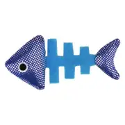 Multipet Fish Bone Crinkle Catnip Cat Toy, 4 Inch (Blue)
