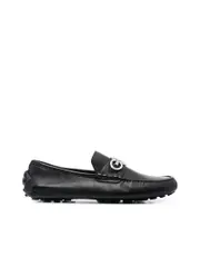 Ferragamo Grained Texture Gancini Plaque Moccasins