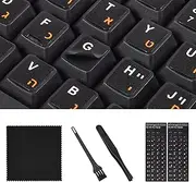 Hebrew Keyboard Stickers(5 in 1), Hebrew-English Replacement Keyboard Letters Sticker with Orange Font Black Background, Matte Vinyl Hebrew Keyboard Sticker for Laptop Notebook PC Computer Desktop