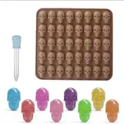 40 Cavity Jelly Mold Gummy Candy Mould Ice Tray Silicone Halloween Skull