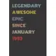 Legendary Awesome Epic Since January 1993 - Birthday Gift For 26 Year Old Men and Women Born in 1993: Blank Lined Retro Journal Notebook, Diary, Vinta