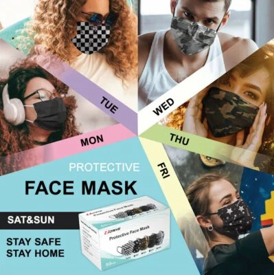 50 100 Pcs 4-Ply Disposable Face Masks Protective Mouth Nose Covers Mixed-Color