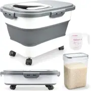 Rice Storage Containers, Collapsible 20 to 30Lbs Food Bin White