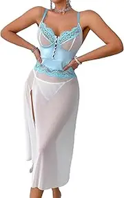 [JINZIJINYU] Sexy Lingerie for Women Sexy Lace High Waist Slit Hollow Backless Bra Sexy Sexy Nightdress Tights Jumpsuit