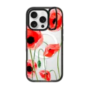 iPhone 16 Pro Impact Ring Stand Case MagSafe Compatible Red poppies