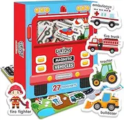 Curious Columbus Vehicles Fridge Magnets for Toddlers 1-3 Year Olds. Large Foam Refrigerator Magnets for Kids Baby and 3-5 Years Old. Magnetic ABC Learning Magnet Educational Toys Babies to Preschool