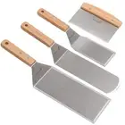 Stainless Steel Metal Spatula Set - Teppaniyaki Spatulas - Griddle Scraper Flat