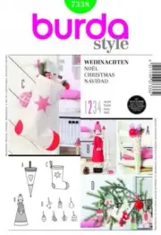 Burda 7338 Christmas Ornaments & Decor Sewing Pattern Stocking New