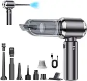 Seyicot Mini Car Vacuum, 4 in 1 Hand held Vacuum Cleaner, 21KPa Brushless Vacuum & Air Duster High Power Portable Cordless Car Vacuum with LED Power Display for Car Interior, Home (Black A)