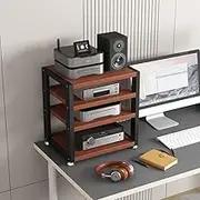 2 3 4 Tier AV Media Stand Desktop Audio Rack Small Stereo Cabinet Media Storage Cabinet For Headphone Amplifier CD Player HiFi Rack(Teak,4Tier-L45cm)