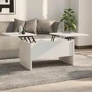 Lift Top Coffee Table, Side Table with Hide Storage Space, Dining Center Table for Office, Living Room, Bedroom, Kitchen, 80x50x42.5 cm, White
