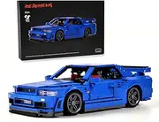 Rersheng 1:14 Scale Super Car Model, Mini Sports Car JDM GTRS R34 MOC Technique Building Blocks and Engineering Toy, Adult Collectible Model Cars Kits to Build(833Pieces)