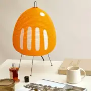 Japanese Style Rice Paper Table Lamp Akari Stand Light for Bedroom - Orange