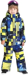[HOTIAN] Boy and Girl's Snowsuit One Piece Ski Suits, Waterproof Colorful One Piece Snowsuits,Winter Warm Outdoor Ski Suits