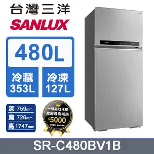 台灣三洋 SANLUX 480L 變頻雙門冰箱 SR-C480BV1B