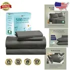 Grey Full Size 100% Cotton Bed Sheets - 500 Thread Count & Snug Fit