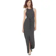 White House Black Market Tie Front Striped Sleeveless Maxi Dress Size Medium