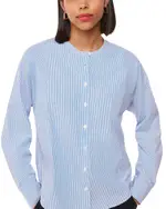Whistles Striped Grandad Collar Shirt