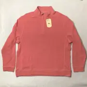 Tommy Bahama Mens Sweater Pullover Size XL Rose Red Quarter Zip Long Sleeve New